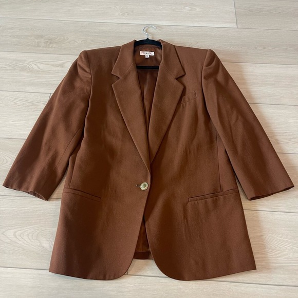 VTG Talbots Womens Blazer 8 Brown 100% Wool Classic Officewear Career - Picture 1 of 8